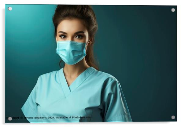 Female Surgeon Pandemic Acrylic by Mirjana Bogicevic