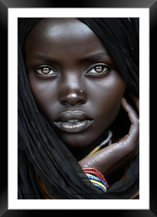 Intense African Woman Portrait Framed Mounted Print by Mirjana Bogicevic