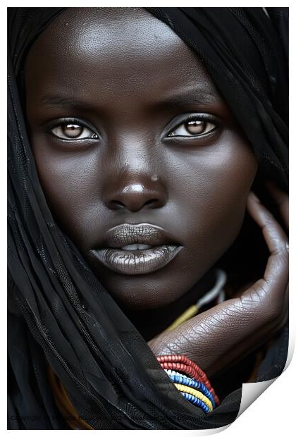 Intense African Woman Portrait Print by Mirjana Bogicevic