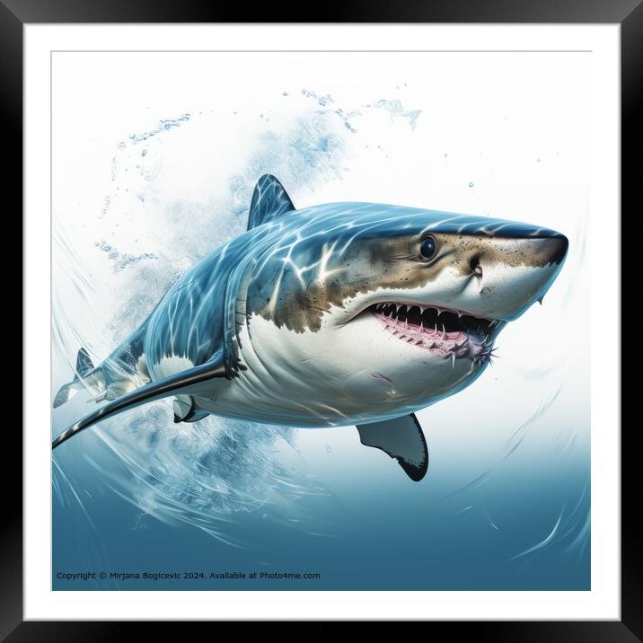 Shark with sharp teeth Framed Mounted Print by Mirjana Bogicevic