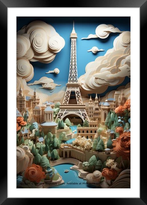 Paris City Sunrise Framed Mounted Print by Mirjana Bogicevic