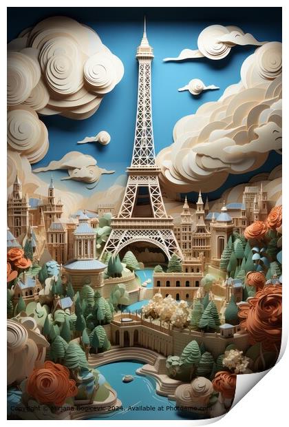 Paris City Sunrise Print by Mirjana Bogicevic