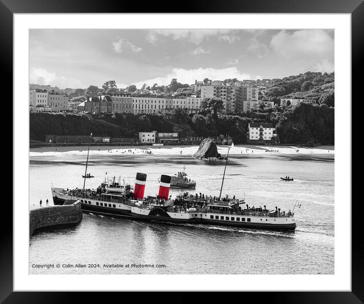 The Waverley Arriving Tenby Harbour Pembrokeshire. Framed Mounted Print by Colin Allen