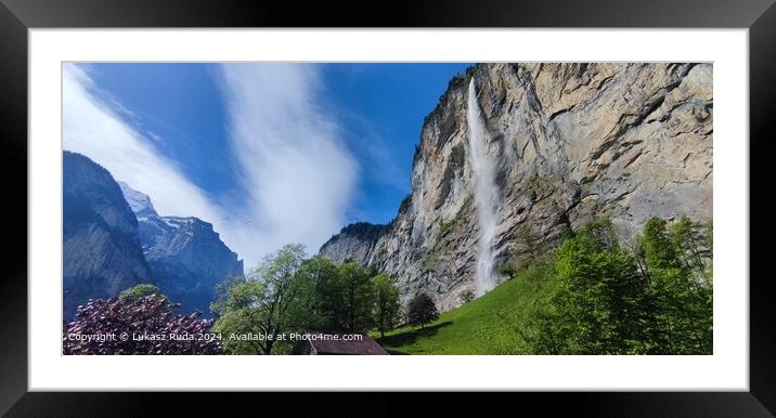 Lauterbrunnen Switzerland Waterfall Framed Mounted Print by Lukasz Ruda