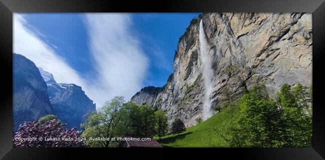 Lauterbrunnen Switzerland Waterfall Framed Print by Lukasz Ruda