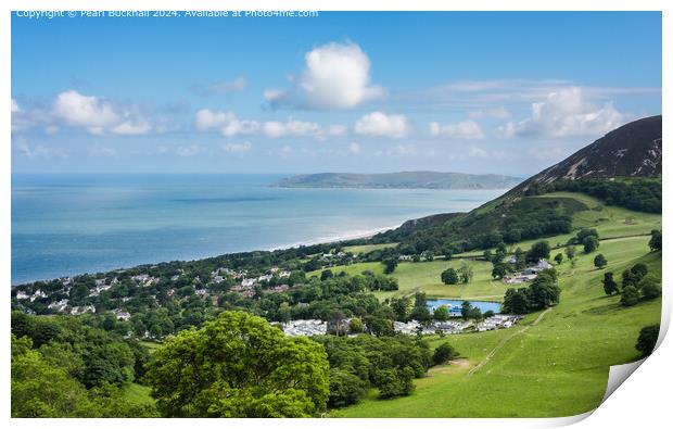View Above Penmaenmawr on North Wales Coast  Print by Pearl Bucknall