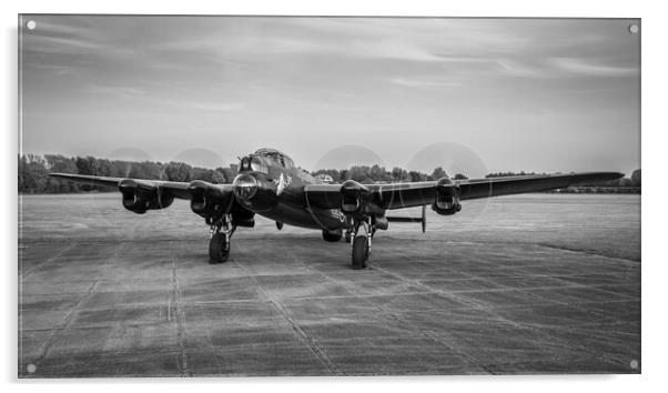 Lancaster Bomber NX611 Black and White Aviation Acrylic by J Biggadike