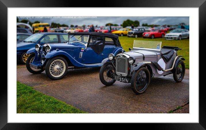 Vintage British Austin and Riley Cars Framed Mounted Print by Adrian Evans