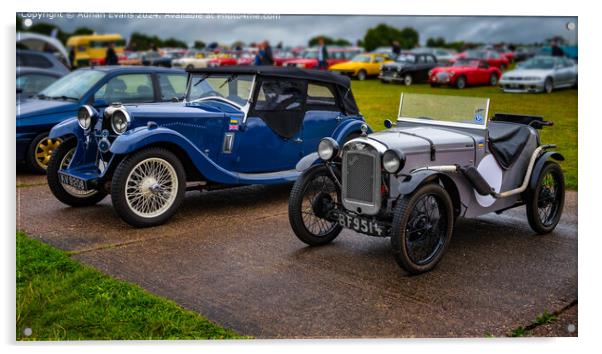 Vintage British Austin and Riley Cars Acrylic by Adrian Evans