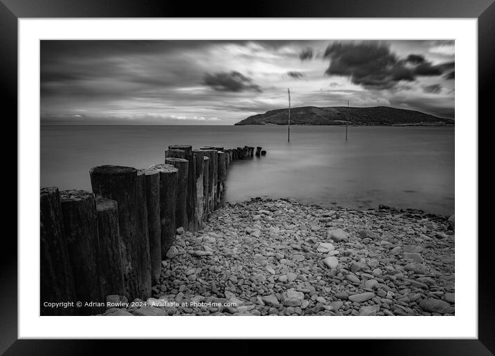 Porlock Weir Black and White Landscape Framed Mounted Print by Adrian Rowley
