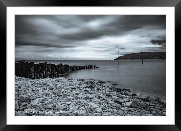 Porlock Weir Black and White Landscape Framed Mounted Print by Adrian Rowley