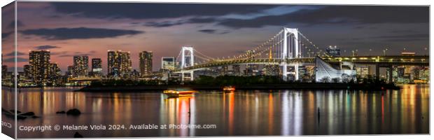 Gorgeous Rainbow Bridge and Tokyo Skyline at sunset - Panorama Canvas Print by Melanie Viola