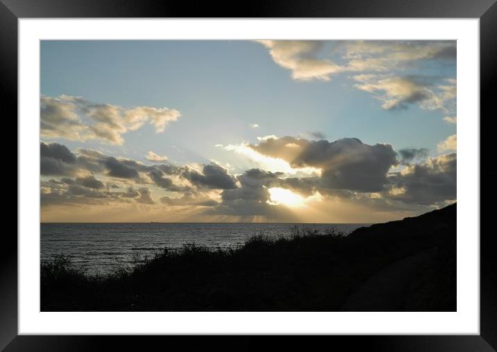 Sunset at Limeslade. Framed Mounted Print by Becky Dix