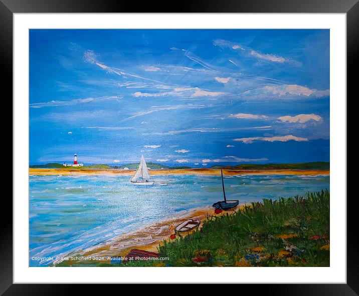 Colourful Seascape Watercraft, Padstow Framed Mounted Print by Les Schofield