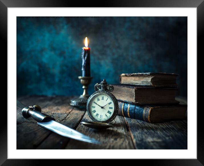Still Life with Books, Knife, and Candle Framed Mounted Print by Tom McPherson