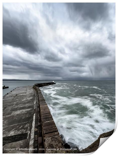 Burghead Harbour dramatic waves Print by @findhornbeach 