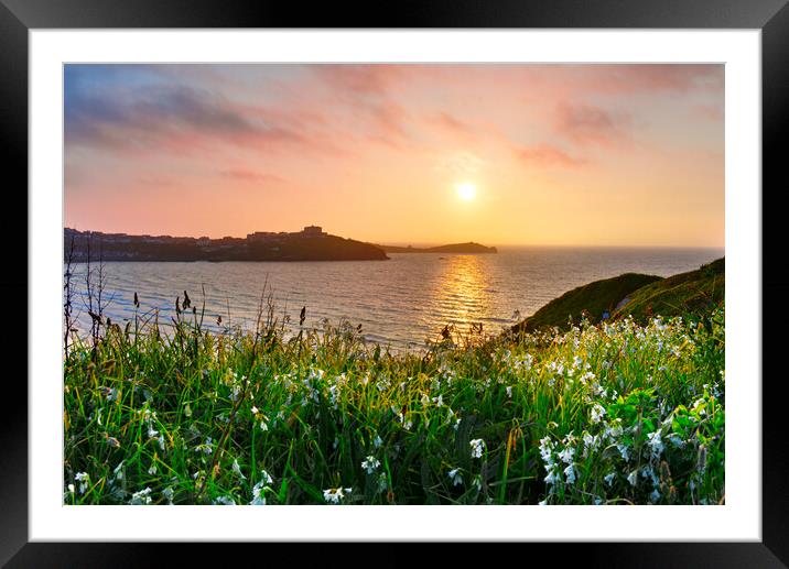 Newquay Sunset Framed Mounted Print by Alison Chambers