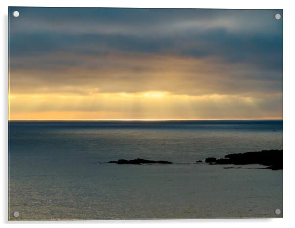 Gwithian Beach Cornish Sunset Acrylic by Beryl Curran