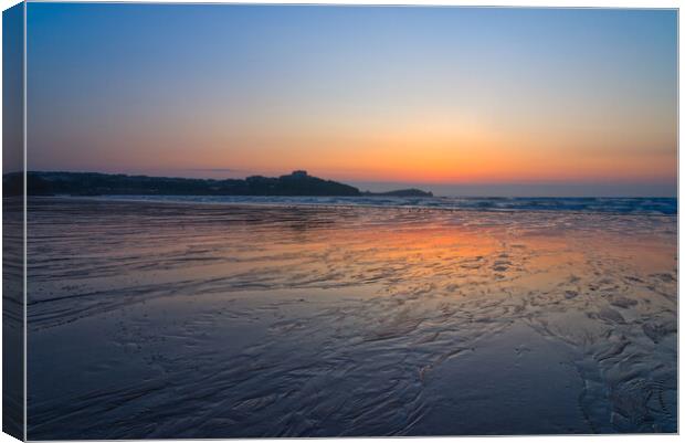 Tolcarne Beach Sunset Canvas Print by Alison Chambers