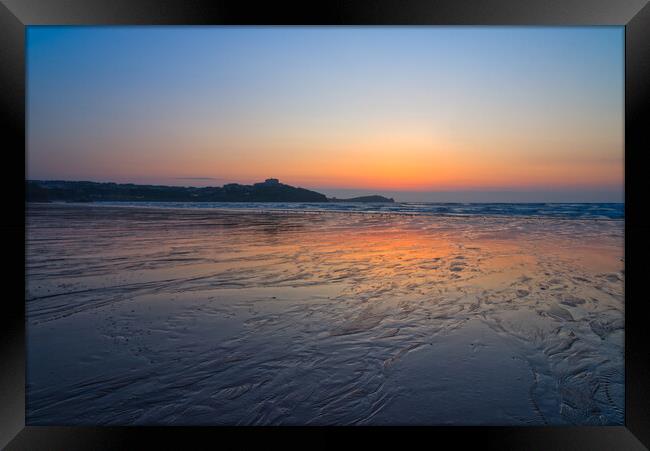 Tolcarne Beach Sunset Framed Print by Alison Chambers