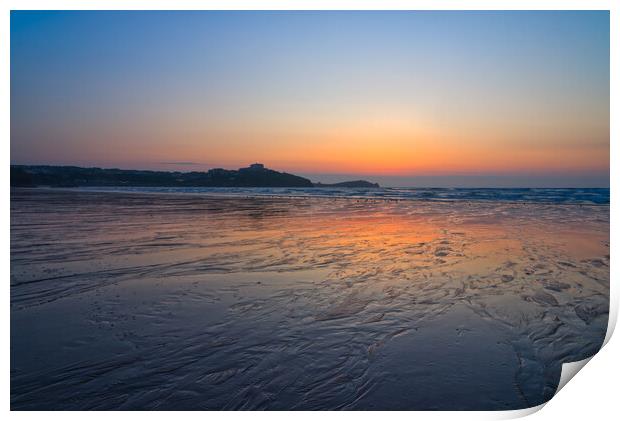 Tolcarne Beach Sunset Print by Alison Chambers