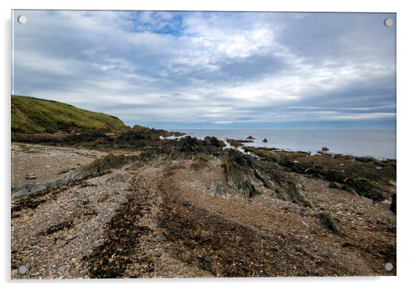 Portsoy Coastline Landscape Acrylic by Derek Daniel