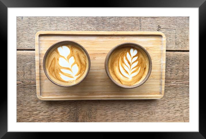 cup of coffee  latte Framed Mounted Print by kathy white