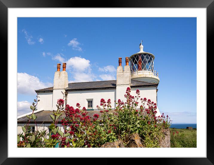 Caldey Island Lighthouse, Pembrokeshire, Wales.  Framed Mounted Print by Colin Allen