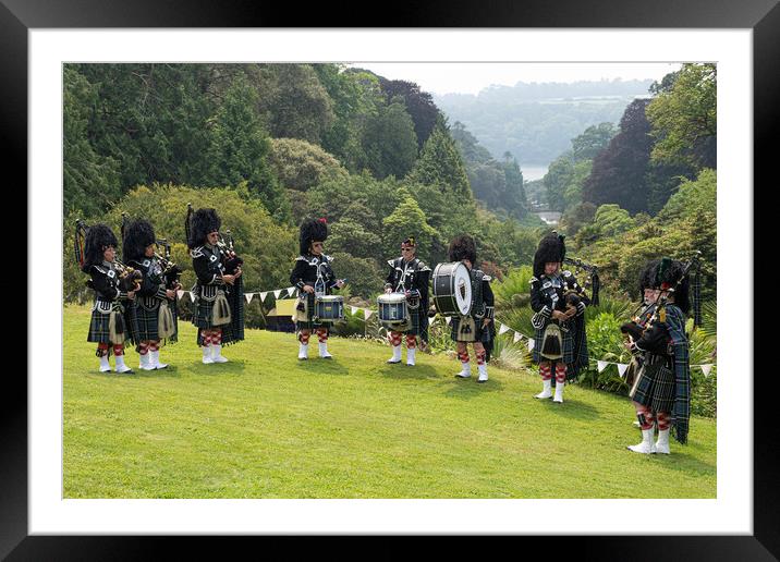 Cornwall Pipes and Drums Framed Mounted Print by kathy white
