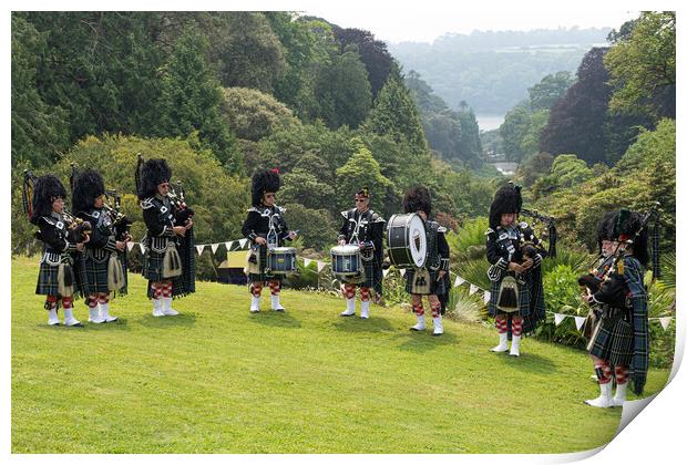 Cornwall Pipes and Drums Print by kathy white