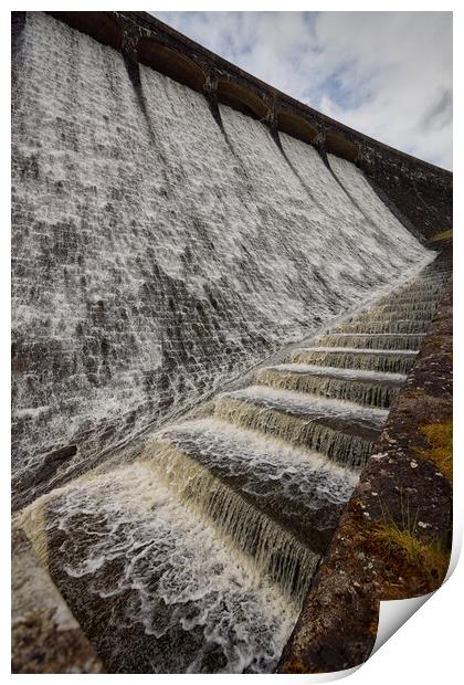 Rhayader Dam Water Overflow Print by John Gilham