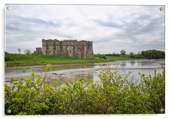 Carew Castle Ruins Wales Acrylic by John Gilham