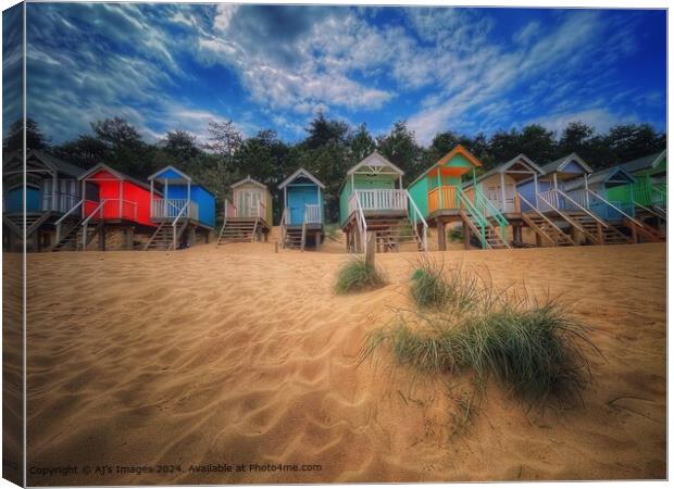 Beach huts at Wells-Next-On-Sea Canvas Print by Aj’s Images
