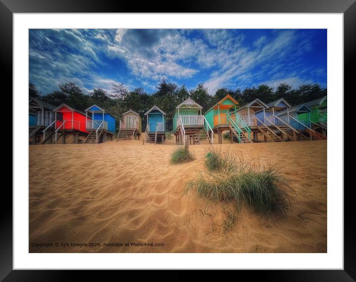 Beach huts at Wells-Next-On-Sea Framed Mounted Print by Aj’s Images