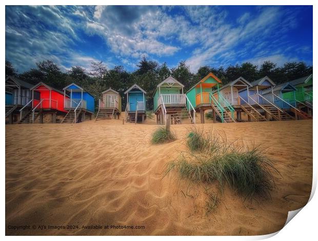 Beach huts at Wells-Next-On-Sea Print by Aj’s Images