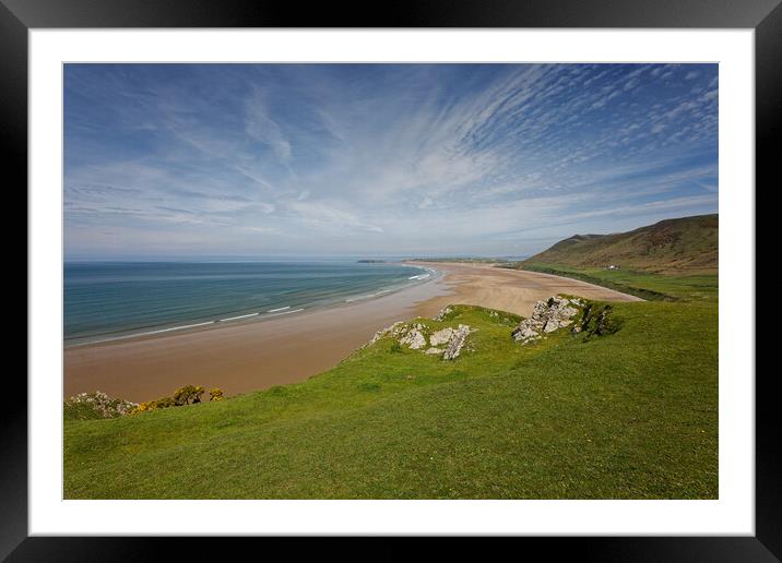 Rhossili Bay Landscape cloudscape Framed Mounted Print by John Gilham