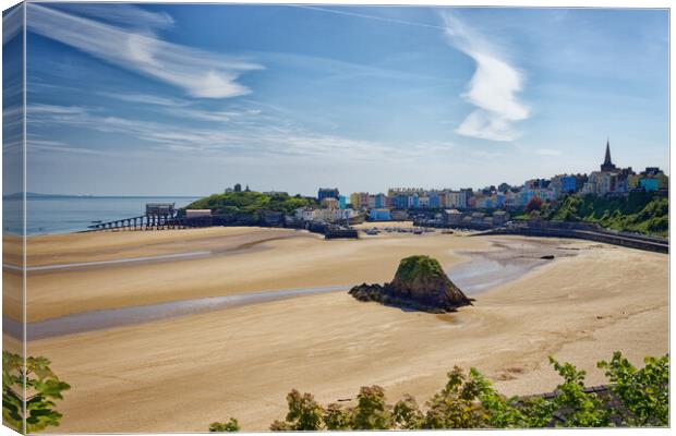 Tenby Beach Skyline Canvas Print by John Gilham