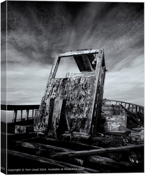Dungeness Abandoned Boat Black & White Canvas Print by Tom Lloyd
