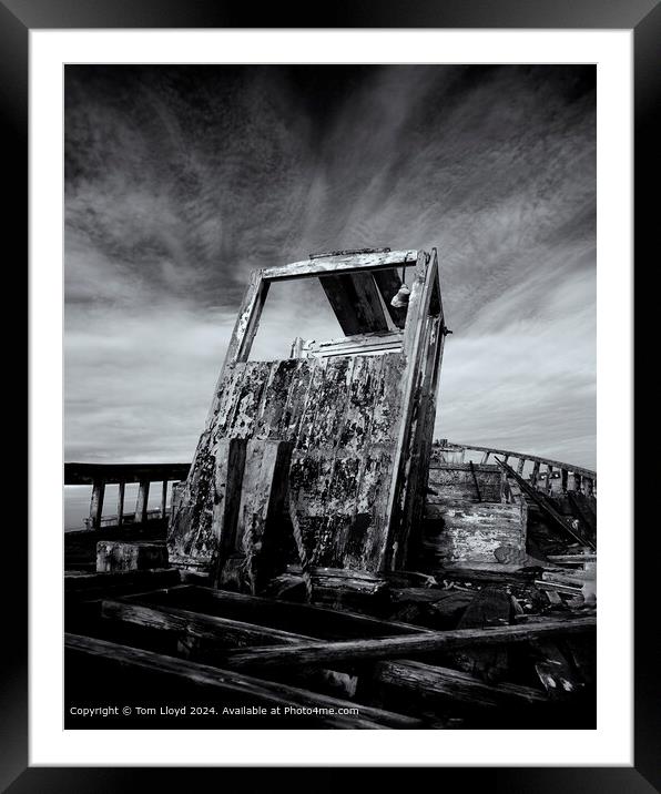 Dungeness Abandoned Boat Black & White Framed Mounted Print by Tom Lloyd