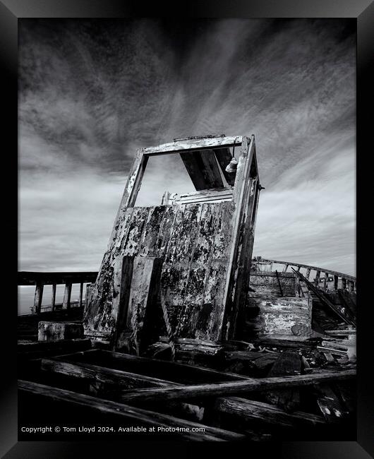 Dungeness Abandoned Boat Black & White Framed Print by Tom Lloyd