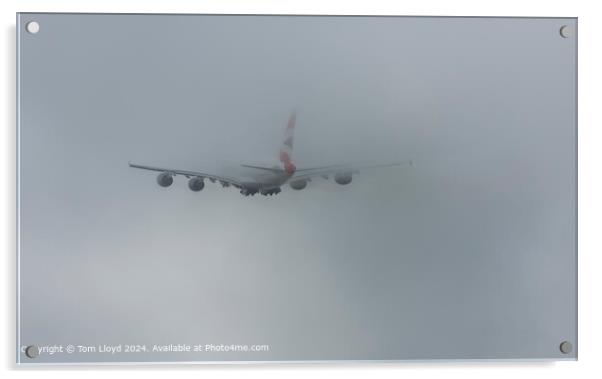 Airbus A380 Cloud Take-off Acrylic by Tom Lloyd