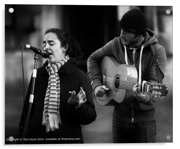 Passionate Buskers in Black & White Acrylic by Tom Lloyd