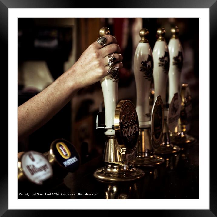 Beer Pulling, Brass Pumps Framed Mounted Print by Tom Lloyd