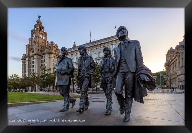 The Beatles Pier Head Liverpool Framed Print by Jim Monk