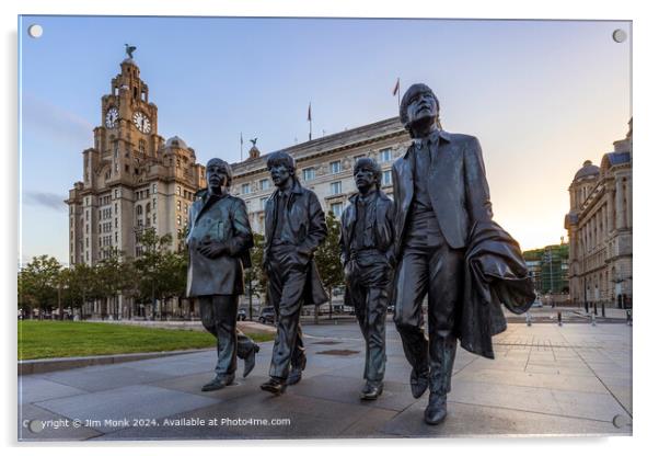 The Beatles Pier Head Liverpool Acrylic by Jim Monk