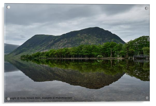 Crummock Water Reflections Acrylic by Andy Millard