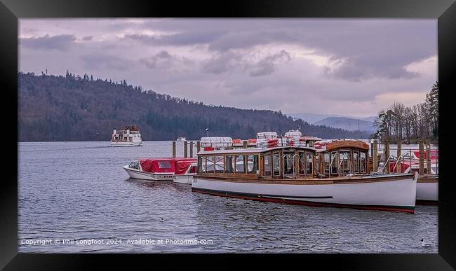 Berthed at Lake Windermere Cumbria  Framed Print by Phil Longfoot