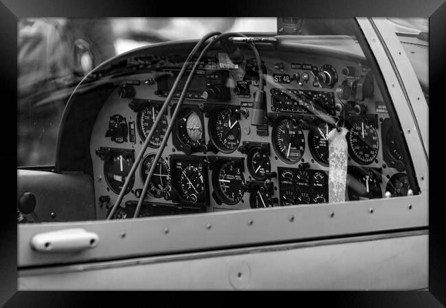 Cockpit Detail - mono Framed Print by Glen Allen