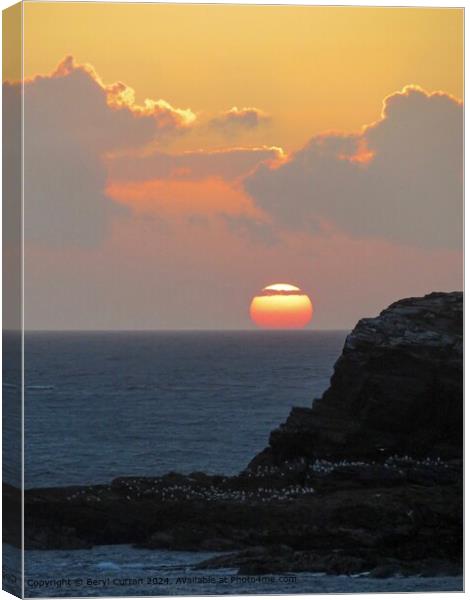 Godrevy Sunset  portrait  Canvas Print by Beryl Curran