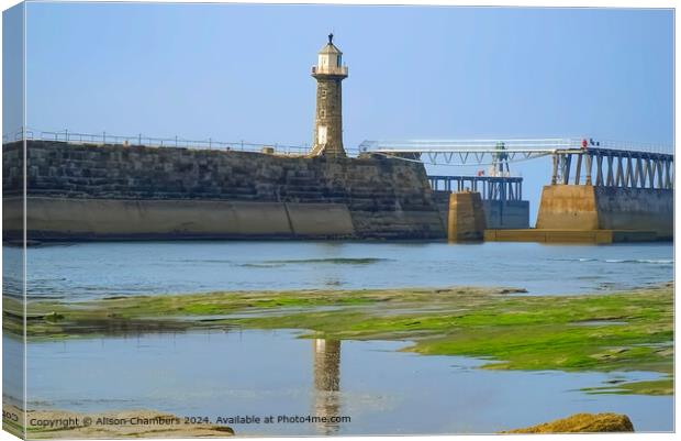 Whitby Lighthouse  Canvas Print by Alison Chambers